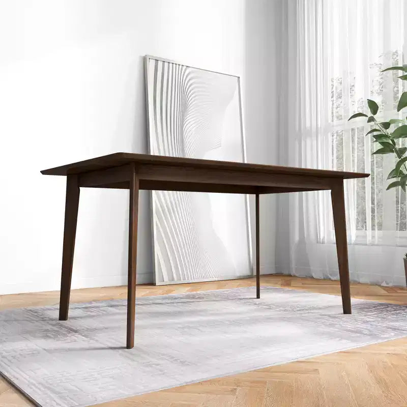 Table à manger en bois massif du milieu du siècle, 4 à 6 places, finition brune
