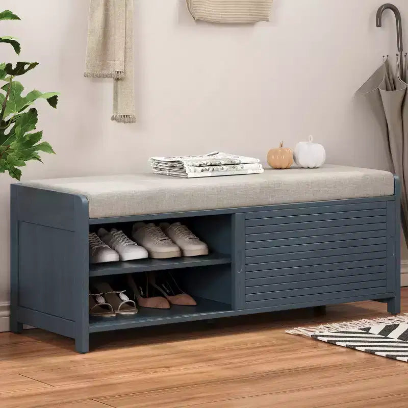 Banc à chaussures avec rangement et coussin mobile