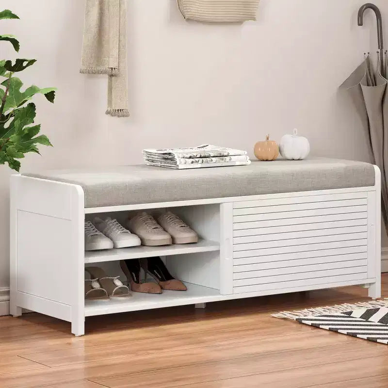 Banc à chaussures avec rangement et coussin mobile
