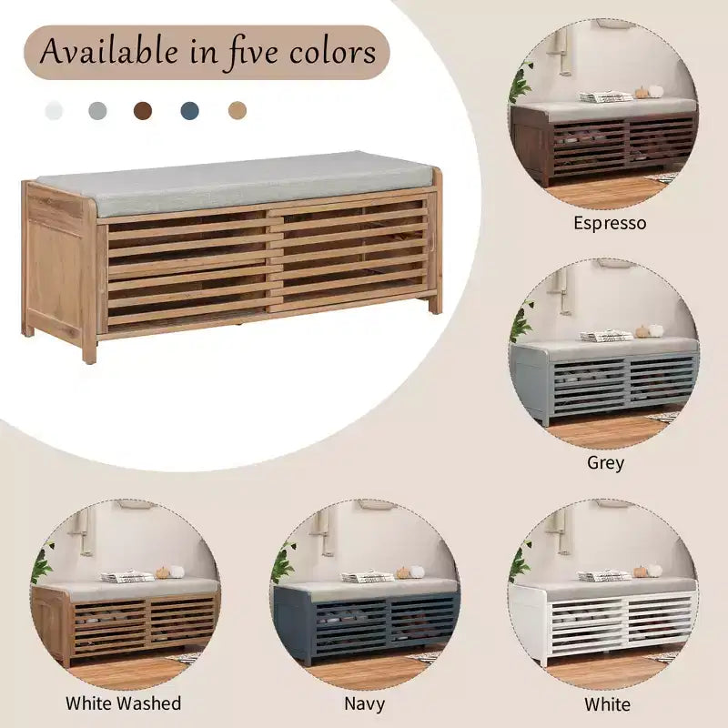Banc à chaussures avec rangement et coussin mobile