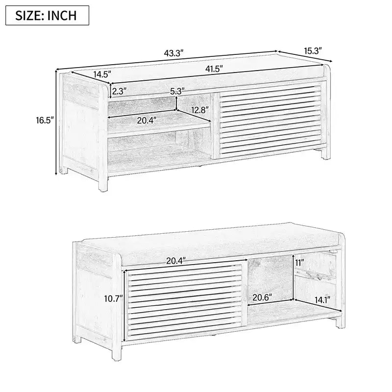 Banc à chaussures avec rangement et coussin mobile
