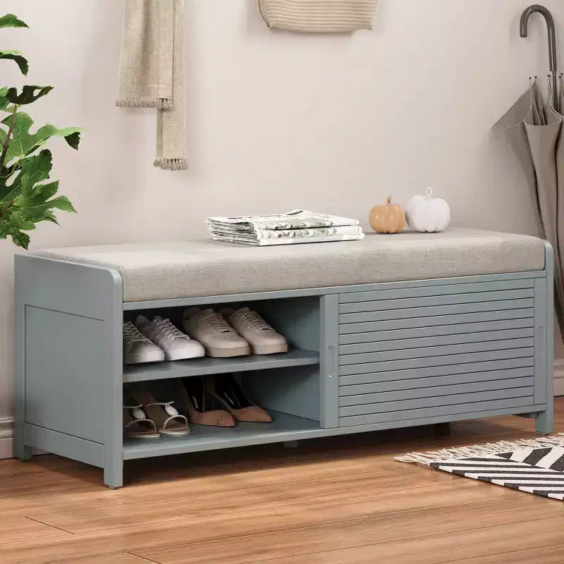 Banc à chaussures avec rangement et coussin mobile