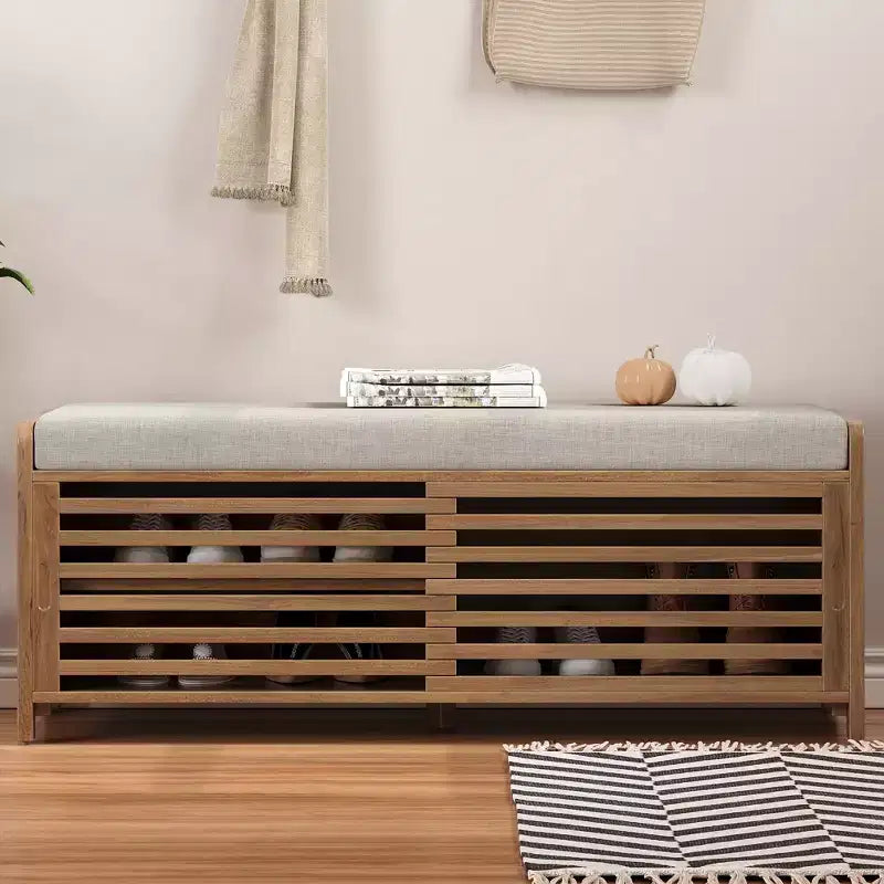 Banc à chaussures avec rangement et coussin mobile