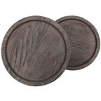 Table d'appoint ronde à double plateau 19 en bois massif naturel et noir et fer