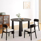 Table de salle à manger ronde de 45 pouces, table de cuisine pour 4 personnes avec plateau à bord incurvé et 4 pieds coniques pour salon, salle à manger, café, bureau, robuste, noir