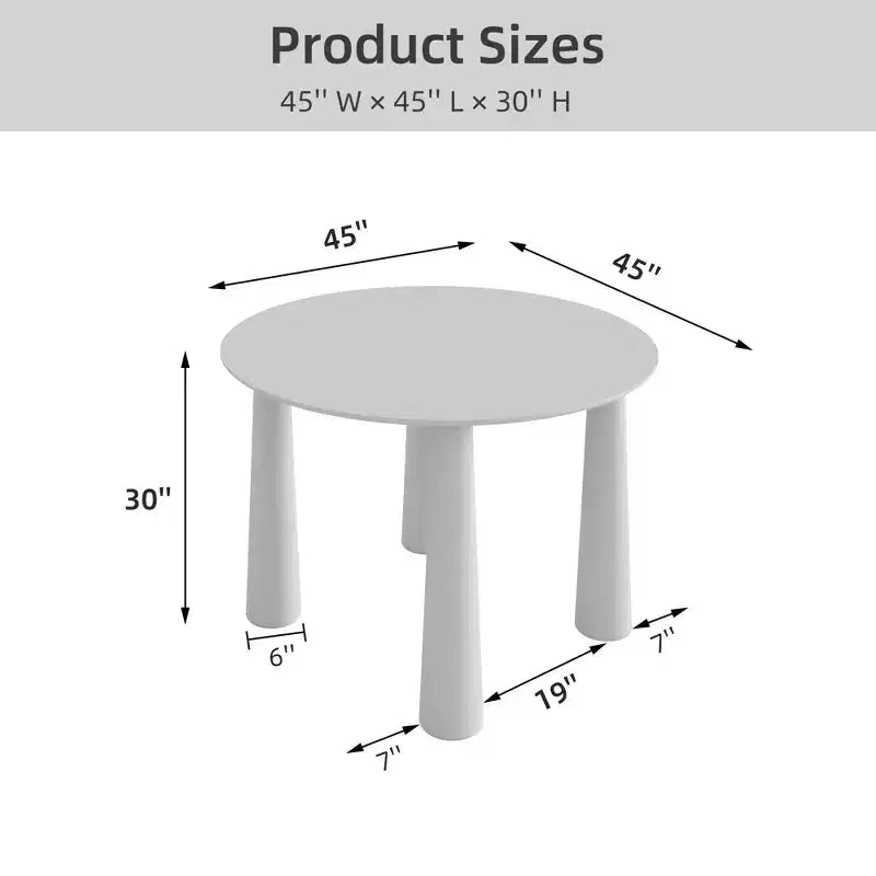 Table de salle à manger ronde de 45 pouces, table de cuisine pour 4 personnes avec plateau à bord incurvé et 4 pieds coniques pour salon, salle à manger, café, bureau, robuste, noir