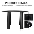 Table de salle à manger ronde de 45 pouces, table de cuisine pour 4 personnes avec plateau à bord incurvé et 4 pieds coniques pour salon, salle à manger, café, bureau, robuste, noir