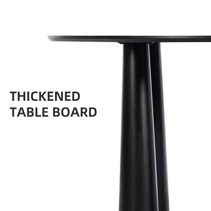 Table de salle à manger ronde de 45 pouces, table de cuisine pour 4 personnes avec plateau à bord incurvé et 4 pieds coniques pour salon, salle à manger, café, bureau, robuste, noir