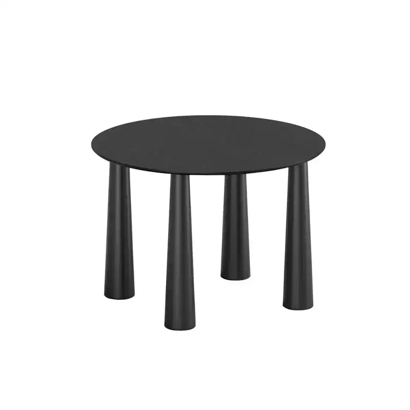 Table de salle à manger ronde de 45 pouces, table de cuisine pour 4 personnes avec plateau à bord incurvé et 4 pieds coniques pour salon, salle à manger, café, bureau, robuste, noir
