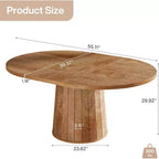 Table à manger ovale pour 6 personnes, table de cuisine rustique de 140 cm avec pied cylindrique