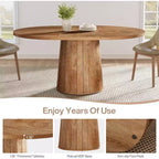 Table à manger ovale pour 6 personnes, table de cuisine rustique de 140 cm avec pied cylindrique