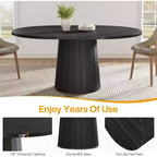 Table à manger ovale pour 6 personnes, table de cuisine rustique de 140 cm avec pied cylindrique