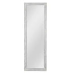 Miroir pleine longueur en bois massif blanc brossé et délavé, 64x21 po, avec support en verre trempé