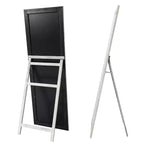 Miroir pleine longueur en bois massif blanc brossé et délavé, 64x21 po, avec support en verre trempé