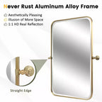 Miroir mural rectangulaire, coins arrondis, en fer noir, quincaillerie rotative, 31x23x2in