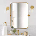 Miroir mural rectangulaire, coins arrondis, en fer noir, quincaillerie rotative, 31x23x2in