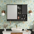 Meuble de Rangement Mural pour Salle de Bain, Armoire à Pharmacie avec Miroir et Étagères Réglables, 1 Porte et Crochets à Serviettes, Organisateur de Salle de Bain