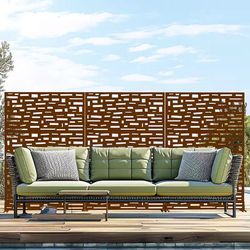 Paravent rectangulaire de 183 cm pour l'intimité avec cadre galvanisé Clôture de jardin Patio Extérieur Marron