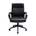 Chaise de bureau à dossier nervuré noire – Ergonomique avec soutien lombaire, hauteur réglable et accoudoirs fixes