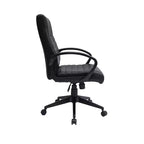 Chaise de bureau à dossier nervuré noire – Ergonomique avec soutien lombaire, hauteur réglable et accoudoirs fixes