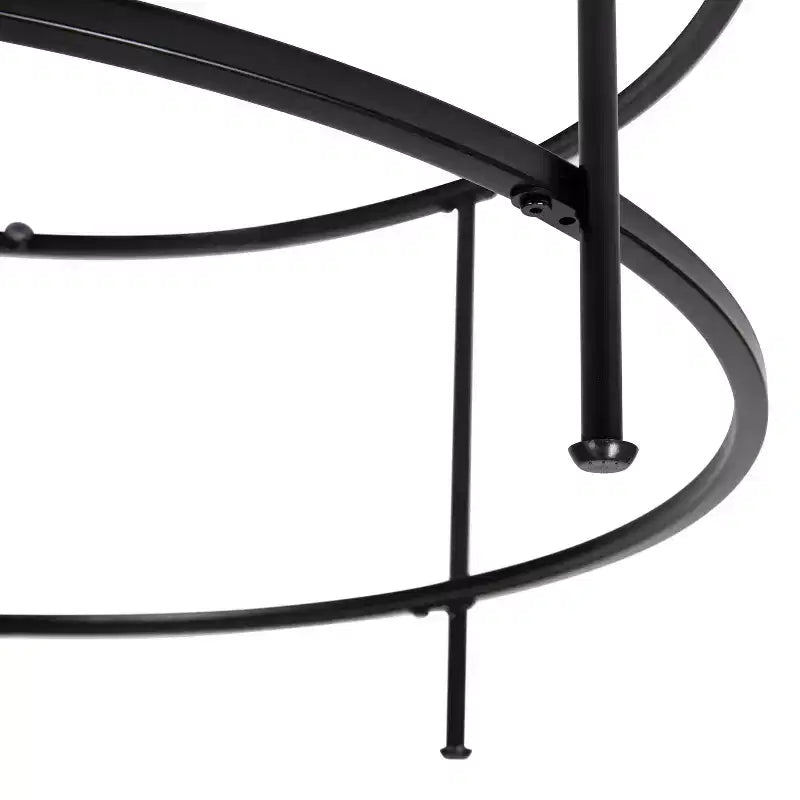 Table basse de salon en verre avec cadre métallique rond