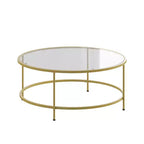 Table basse de salon en verre avec cadre métallique rond