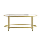 Table basse de salon en verre avec cadre métallique rond