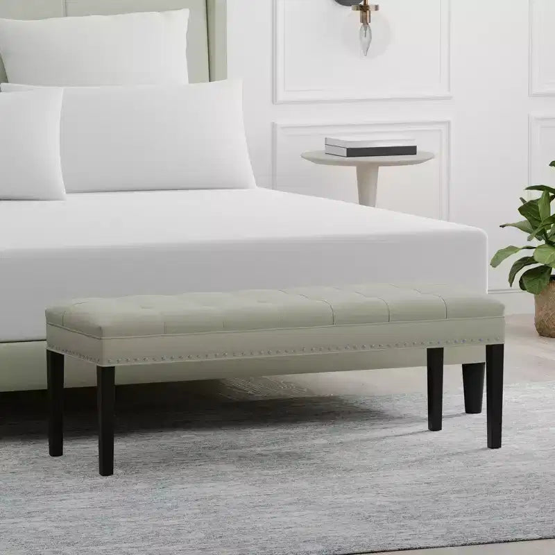 46.5 Banc rembourré avec pieds en bois