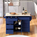 Rubberwood Countertop Kitchen Island, Kitchen Trolley with 5 Wheels, Spice Rack and 8 Drawers - ModernLuxe